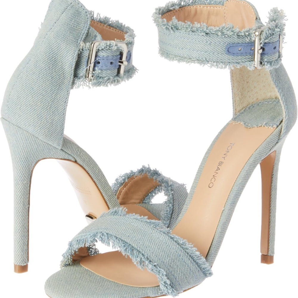 Tony Bianco Kira Heels in Light Denim Size 10